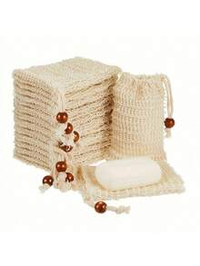 1 pieza/4 piezas Bolsas de jabón de malla exfoliante, bolsa de jabón de sisal natural, adecuada para decoración de baño en el hogar, decoración de otoño, regreso a la escuela, masaje de ducha, exfoliación, Halloween, Navidad