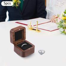 kangten 5 PCS Ring Boxes, Wooden Ring Box, Vintage Style Ring Box - Black - View 1