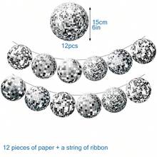 1 bộ đồ trang trí treo theo chủ đề tiệc Disco - Vòng hoa, đồ trang trí tường, dây ruy băng hình quả cầu Disco, Giáng sinh - Nhiều màu - Xem 10