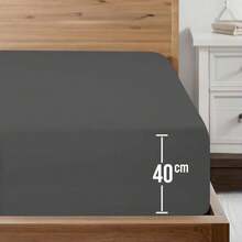 "40cm Extra Deep Pocket Fitted Sheet - Premium Soft Microfiber, Snug Fit For Thick Mattresses" - CHARCOAL01 - View 2