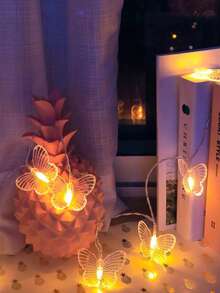 1pc 10/20 LED Transparent Butterfly Shaped Decorative String Lights, Ladies Bedroom Butterfly Lights, Battery Powered, Warm/Colorful Light Options, Suitable For Valentine's Day Decoration - Clear - View 11