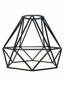 1pc Vintage DIY Iron Lamp Shade, Retro Metal Birdcage Pendant Light Fixture For Hotel, Cafe - Black - View 1