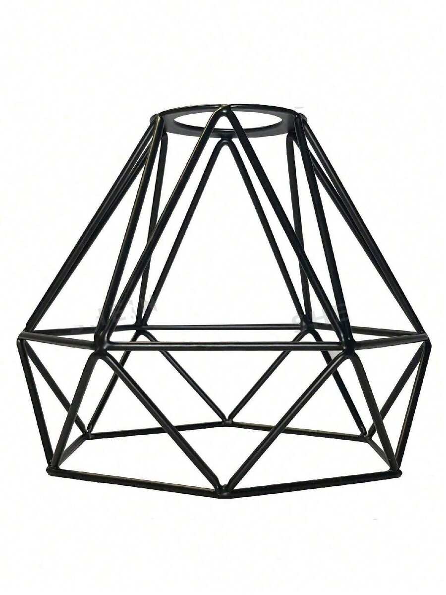 1pc Vintage DIY Iron Lamp Shade, Retro Metal Birdcage Pendant Light Fixture For Hotel, Cafe - Black - View 1