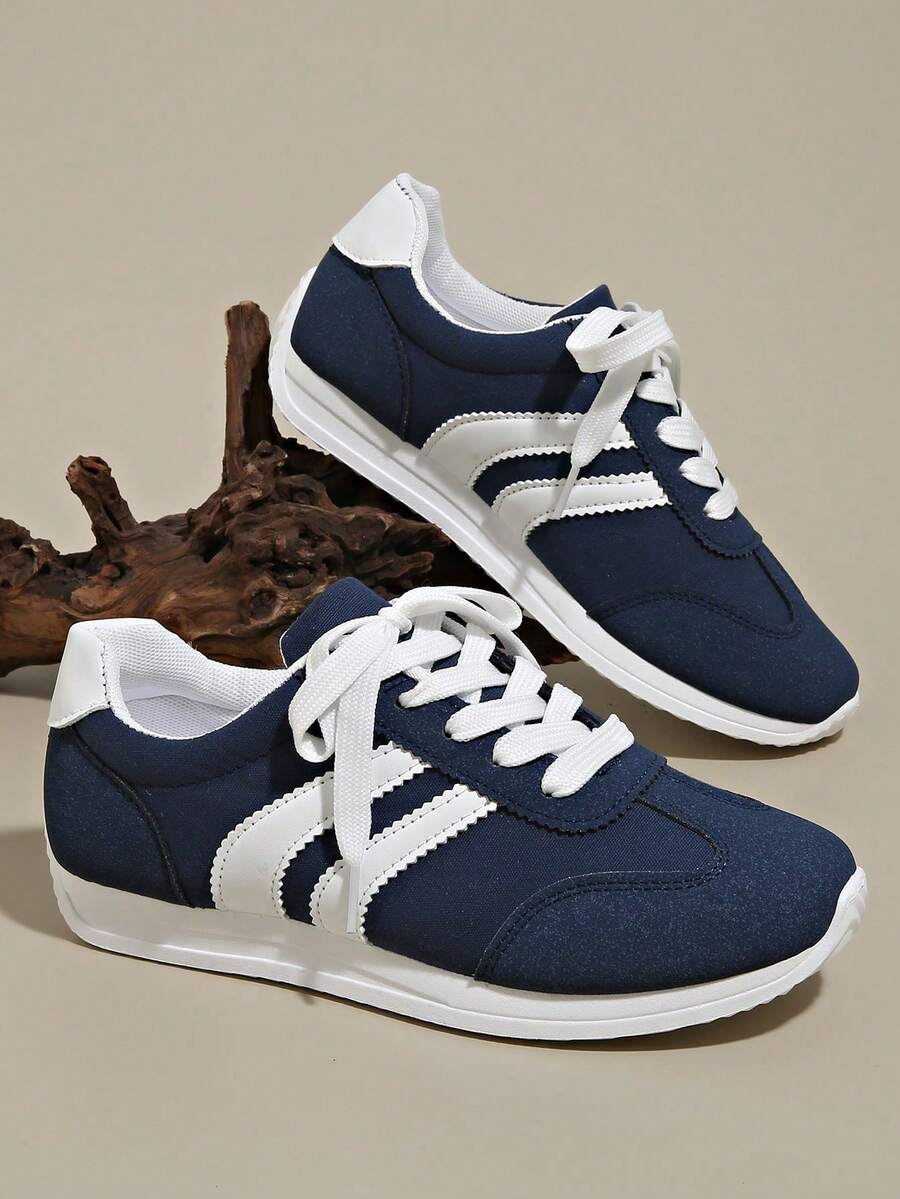 Damen Lässig Flache Sneaker, Runde Zehenkappe Schnürschuhe aus Segeltuch, geeignet für Frühling, Sommer, Herbst und Winter