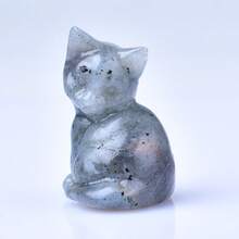 Exquisita talla de gato de cristal natural, diseño único, cristal curativo, piedras que contienen energía, piedra de meditación de curación de energía, perfecta para la decoración del hogar y como regalo, para decoración de bolsillo, para regalo de vacaciones, de la marca CUPIDCRYSTAL - Gato mirando hacia atrás - Ver 18