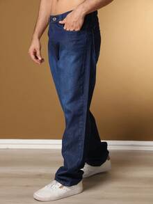 Barão Balão Men's Jeans, Wide Leg Model - 深色水洗藍 - 查看 5