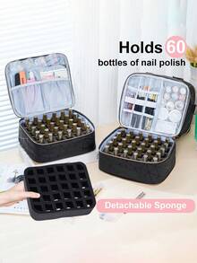 时尚指甲油收纳包可容纳 60 瓶指甲油和指甲灯、凝胶指甲油收纳包和储物盒、美甲工具、美甲套装用品收纳盒、PU 皮革美甲灯套装用品收纳包旅行装、双指甲收纳包和收纳盒（带支架和肩带）、送给朋友的理想礼物 - 彩色 - 查看 4