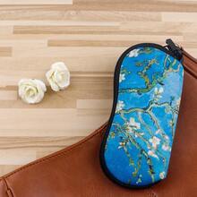 1pc Retro Flowers Printing Eyewear Cases Cover Sunglasses Case Sunflower Chrysanthemum Glasses Box With Zipper Portable Eyeglass Cases