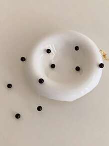 1 件米色仿珍珠项链，法式优雅女士通勤和约会颈链，休闲度假颈链配饰 - 黑色 - 查看 6