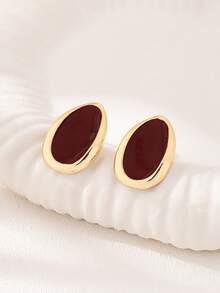 1對歐美風格幾何水滴拼色耳釘 - 撞色耳釘 - 查看 8