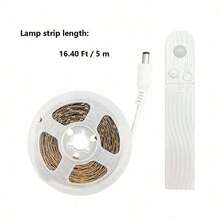 LED Strip 1 Set Of 3.28FT~16.4FT Motion Sensing Warm White/Cold White LED Light Strips, Intelligent Human Body Sensing Light Strips, Easy To Use Induction Switches, Suitable For Bedrooms, Stairs, Foyers, Wardrobes, Cabinets, And Study Rooms (Without Batteries) - Monochrome - View 12