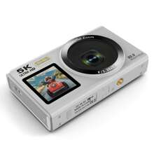 5K 高清视频、80MP 摄像头、自动对焦、16 倍光学变焦、2.8 英寸 IPS 屏幕、可充电电池、兼容网络摄像头(Win7+)、双高清显示屏、充电和录制、定时/连拍、微笑捕捉、美颜、LED 补光灯、18 倍数码变焦、内置 WiFi 传输。适合旅行、度假、礼物 - 彩色 - 查看 8