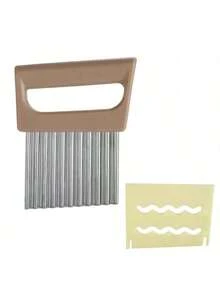 2 Pieces Of Potato Corrugated Texture Slicing Knife With Protective Cover, French Frying Pan With Wrinkled Cutting, Stainless Steel Blade, Vegetable Slicer With Protective Cover