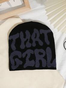 1顶/2顶 女士时尚Y2K“THAT GIRL”提花针织帽，保暖且适合秋冬季日常佩戴 - 彩色 - 查看 13
