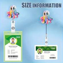 حامل بطاقة الهوية الأكريليك ذو التصميم الرذاذي الملون والحي بشكل شبح ثنائي الأبعاد، مناسب لعيد الهالوين وعشاق الفن والهدايا الإبداعية، اكسسوارات الهالوين | تصميم ممتع | حامل بطاقة الاسم الأكريليك، ديكور الهالوين