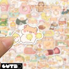 50张面包仓鼠趣味精致卡通贴纸自粘桌面手机壳笔记本防水贴 - 彩色 - 查看 4