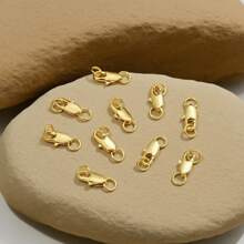 1/10 Pcs 304 Stainless Steel 18k Gold-Plated Rectangular Buckle Fishtail Buckle Spring Buckle Double Loop Lobster Clasp, Women's Stainless Steel Jewelry Lobster Clasp DIY Bracelet Necklace Connecting Clasp Buckle Head Accessories