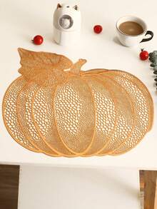 Leaf Pumpkin Placemat, Hollow-Out PVC Pumpkin Decorative Dining Table Mat Decor,Home Decor - Multicolor - View 9