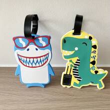 Pingente de etiqueta de bagagem de dinossauro fofo, identificador de bagagem de lembrança de viagem, decoração engraçada de bolsa de tubarão para pendurar, adequado para homens e mulheres como presentes