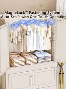 易于组装的衣柜，成人和儿童卧室储物柜，可折叠厚塑料收纳盒 - 實色 - 查看 6