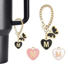 1pc Initial Letter Insulated Cup Accessory, Cup Charm, Fits 30 & 40 Oz Handled Glass Tumblers, Mini Water Bottle Keychain, Streetwear Style, Multi-Color, Wallet Decor, Handbag Charm