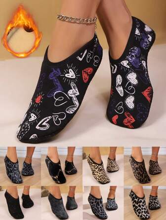 1 Pair Women's Winter Boat Socks, Thermal Lined Thick Floor Socks, Indoor Slippers Socks, Fashion Versatile
