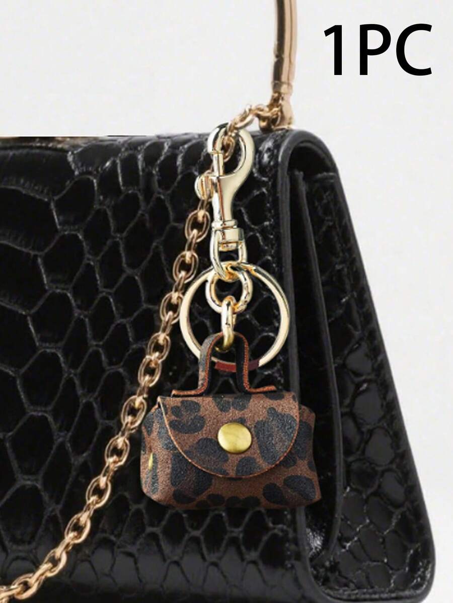 迷你复古豹纹零钱包，挂包，咖啡色小巧零钱包钥匙扣，复古时尚精致包包挂件，多功能设计挂件，易于悬挂，可用作车钥匙配件，适合送给朋友、女友、妻子、情侣，适合工作、购物、外出、旅行，新学期必备单品，教师节礼物