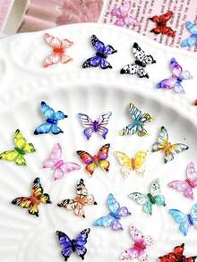 200/50/20 szt. kolorowych, kryształowych motyli z żywicy mieszanej – urocze akcesoria dekoracyjne DIY, zestaw ozdób na biurko, idealne do dekoracji weselnych i wypełniaczy pudełek prezentowych