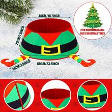 1 قطعة تنورة شجرة عيد الميلاد مع بوت بطول 40 سم، تنورة شجرة عيد الميلاد من الفلانيل ثلاثية الأبعاد مع قاعدة شجرة بأرجل رجل الثلج، غطاء قاعدة شجرة عيد الميلاد بتصميم قرية ريفية، ديكورات عيد الميلاد جميلة لتزيين غرفة الشتاء