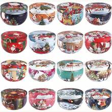 44件套圣诞图案蜡烛罐，圆形带盖蜡烛罐，适用于制作圣诞礼物、工艺品、收纳和蜡烛用品 - 包括6个空蜡烛罐、6个烛台、12根蜡烛芯和20张贴纸，圣诞装饰品 - 彩色 - 查看 2