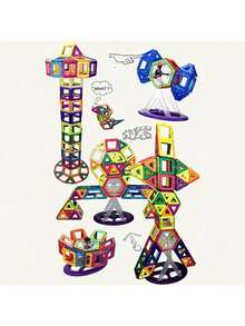 18pcs-146pcs Children's Magnetic Building Block Toys, Children's Large-Sized Magnetic Building Blocks, Design Building Toys For Boys And Girls, Suitable For Children Aged 3-12, STEM Toys, Magnetic Designer Building Board Puzzle Toys
