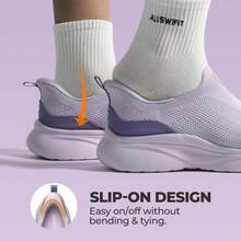 Women's Slip On Walking Shoes Hands Free Non-Slip Lightweight Gym Workout Casual Comfort Breathable Running Tennis SwiftSleek Fashion Sneakers - 紫色 - 查看 2