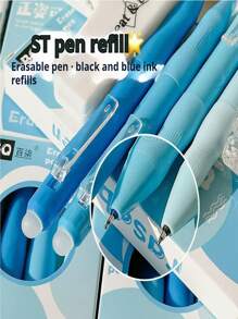 可擦速干 0.5 毫米笔尖时尚马卡龙色调中性笔，适合学生使用 - 流畅书写，蓝色和黑色，美观大方，适合学校、办公室和考试准备