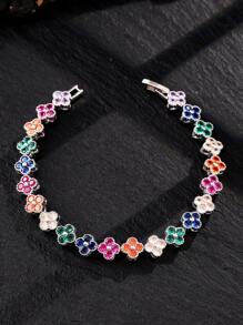 1pc Fashionable Colorful Four-Leaf Clover Copper Zirconia Bracelet For Men, Punk Hip-Hop Men's Bracelet, Suitable For Daily Wear - Bracelet - View 17