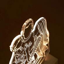 Lámpara de escritorio personalizada con foto 3D, decoración de arte lineal abstracto, retrato familiar personalizado, luz nocturna de acrílico, regalos de aniversario para mamá y papá 15*14cm (5.9*5.51in), decoración de oficina, elegante para el hogar