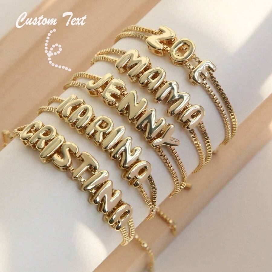 Customize Name Bracelet Mini Bubble Letter Bracelet Handmade DIY Name Bracelet For Her Personalized Gift, Ideal For Daily Wear, Parties, Weddings, And Christmas Gifts For Girlfriends