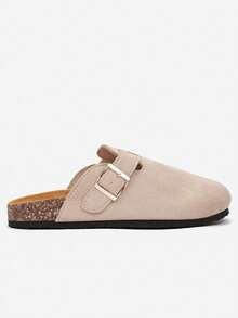 SERGIO TODZI Women's Round Toe Closed Toe Mules With Buckle Flat Shoes - Beige - View 3