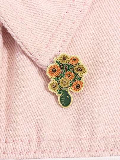 1PC Van Gogh Sunflower Enamel Pin Vintage Landscape Art Canvas Painting Artwork Brooch Lapel Badge Jewelry Gift For Friends ﻿