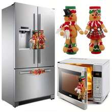 2pcs Christmas Gingerbread Man & Woman Refrigerator Door Handle Covers - Classic Polyester Holiday Kitchen Decor, Suitable For Home And Kitchen Appliances, No Power Needed, No Feathers - متعدد الألوان - مشاهدة 4