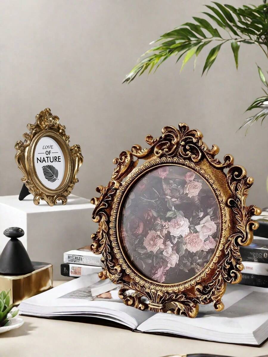 Retro European-Style Golden Arc Photo Frame Decorative Photo Frame, Used For Home Decoration And Photo Display Birthday Graduation Gifts,
