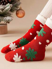 4 Pairs Children's Socks For Autumn And Winter, Girls' Christmas Socks For Autumn, Cute Mid Length Socks For Winter, Warm Baby Socks, Christmas Gift Socks - Multicolor - View 4