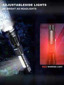 Rechargeable Metal Flashlight, High Lumen Zoomable, 5 Modes Zoomable Waterproof Emergency Flashlight, Handheld Metal Spotlight Lightweight Flashlight For Camping Power Outage Car Outdoor Lighting