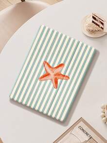 Starfish And Stripes IPad Case Compatible With IPad Air 4/5 10.9 Inch, IPad 7/8/9th 10.2 Inch, Built-In Pencil Slot Compatible With Samsung Tab S6 10.4 Inch, Tab A7 Lite 8.7 Inch, Ins Style Leather Case, Back To School, Valentine's Day, New Year Gift - Multicolor - View 4