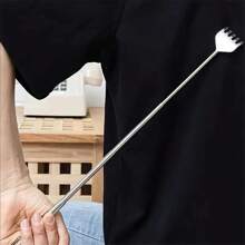 1PC Portable Manual Back Scratcher, 19.69 "Long, Stainless Steel, Retractile, Health And Home Essential, Itch Relieving Massage Tool, Bathroom And Bathroom Supplies, Furniture And Household Items