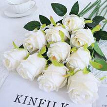 20pcs Artificial Silk Rose Flower Bouquet, Realistic Fake Rose, Suitable For Valentine's Day, Mother's Day, Home Weddings, Party Decorations, Gifts, Floral Baskets, Car Decor, Dress Accessories, Romance Flower Arrangements, Home & Room Decor