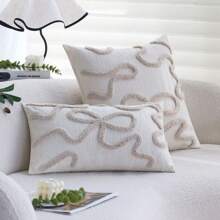 1 件雪尼尔蝴蝶结靠垫套 45x45 30x50 柔软波西米亚风格枕头客厅靠垫沙发装饰，无垫芯