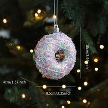1pc Christmas Pink Pendant, Pink Cartoon Donut, Christmas Tree Decoration Pendant In The Shape Of A Bag Cake, Christmas Gift Home Decor Christmas Decorations Room Decor Winter