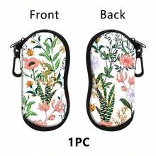 1pc Retro Flowers Printing Eyewear Cases Cover Sunglasses Case Sunflower Chrysanthemum Glasses Box With Zipper Portable Eyeglass Cases