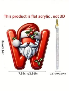 1pc Christmas 26 Alphabet Hanging Decorations - 2D Acrylic Alphabet Tree Hanging Christmas Decorations For Home & Office,Perfect For Holiday Parties & Gifts,Christmas Decrations(Please Remove The Film And Use It,Rope Color Random.)