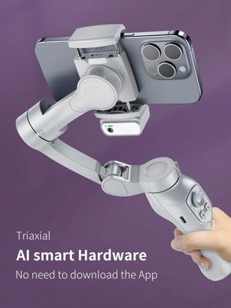 COMITOK 3-Axis Smartphone Al Gimbal Stabilizer, Face Tracking/Gesture Control , Portable And Foldable Buit In Fill Light -Perfect For Smooth Videos,Live Streaming And Vlogging Easy To Use